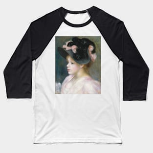 Young Girl in a Pink-and-Black Hat by Auguste Renoir Baseball T-Shirt